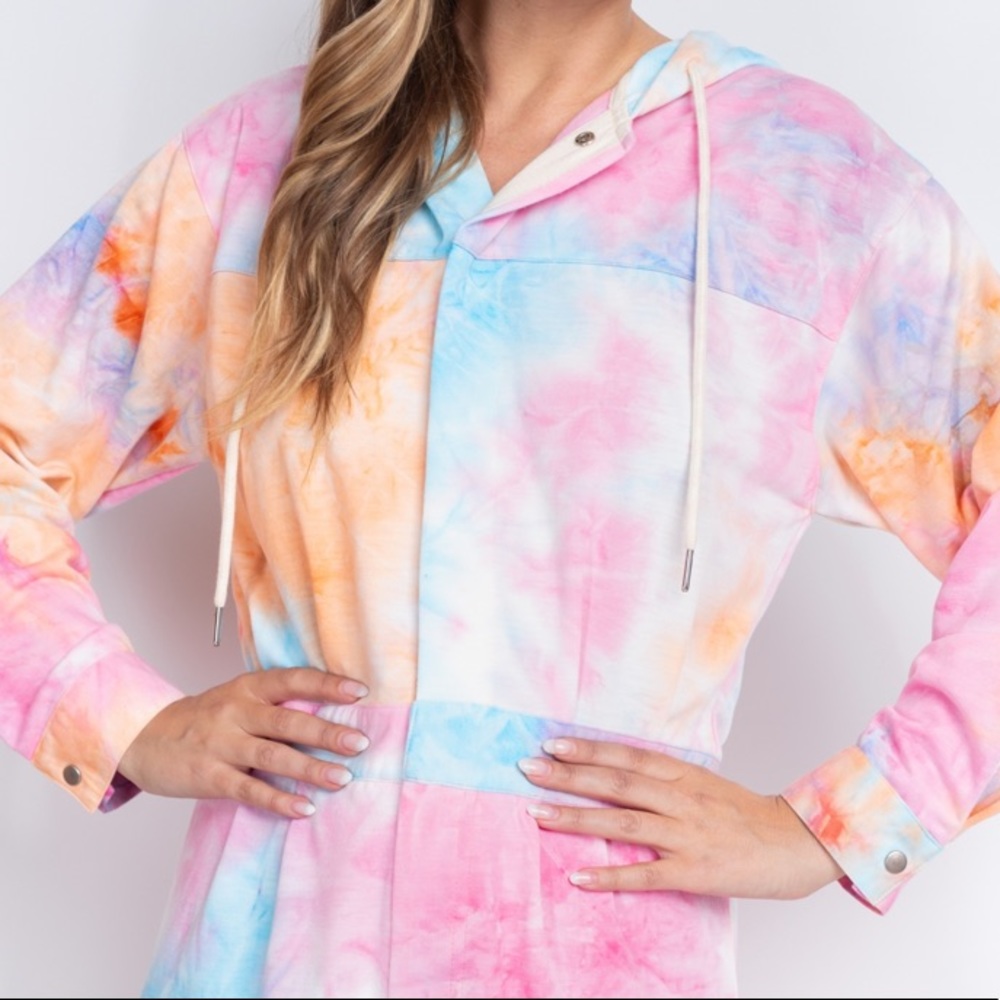 Rosevelvet Tie-Dyed Hoodie Romper